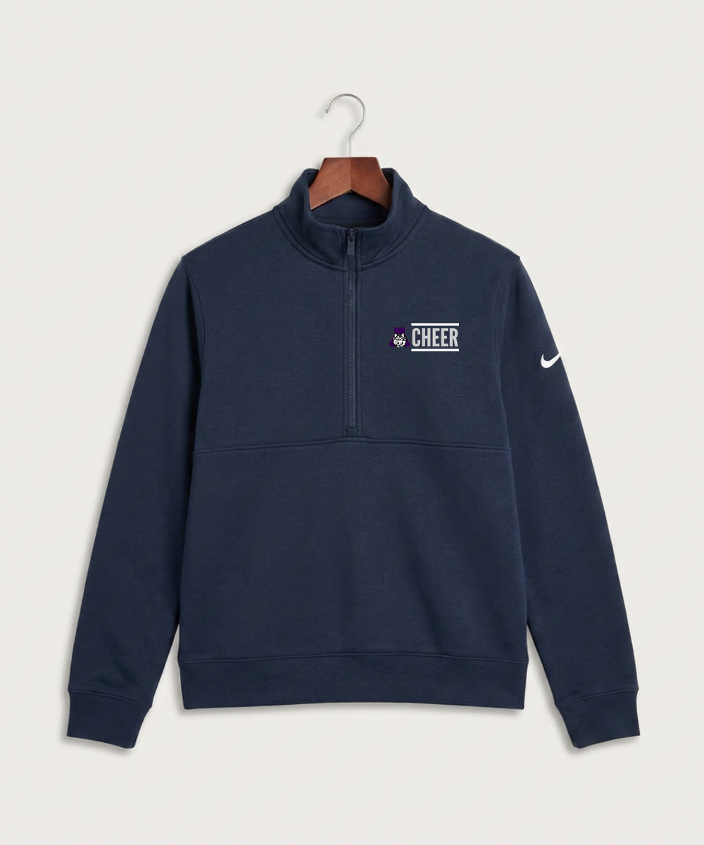 Albany High School Cheerleading - Midnight Navy Nike Club Fleece Sleeve Swoosh 1/2-Zip NKDX6718