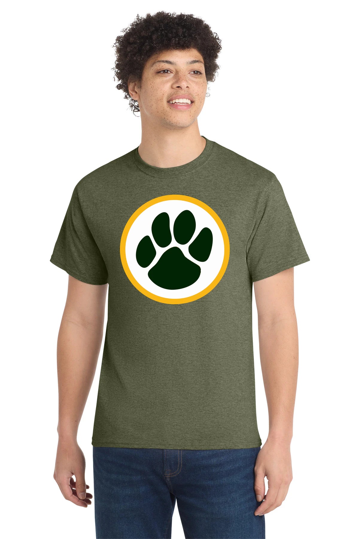 Ashwaubenon High School Football (Boys) - Olive Drab Green Heather Port & Co Core Cotton Tee. PC54