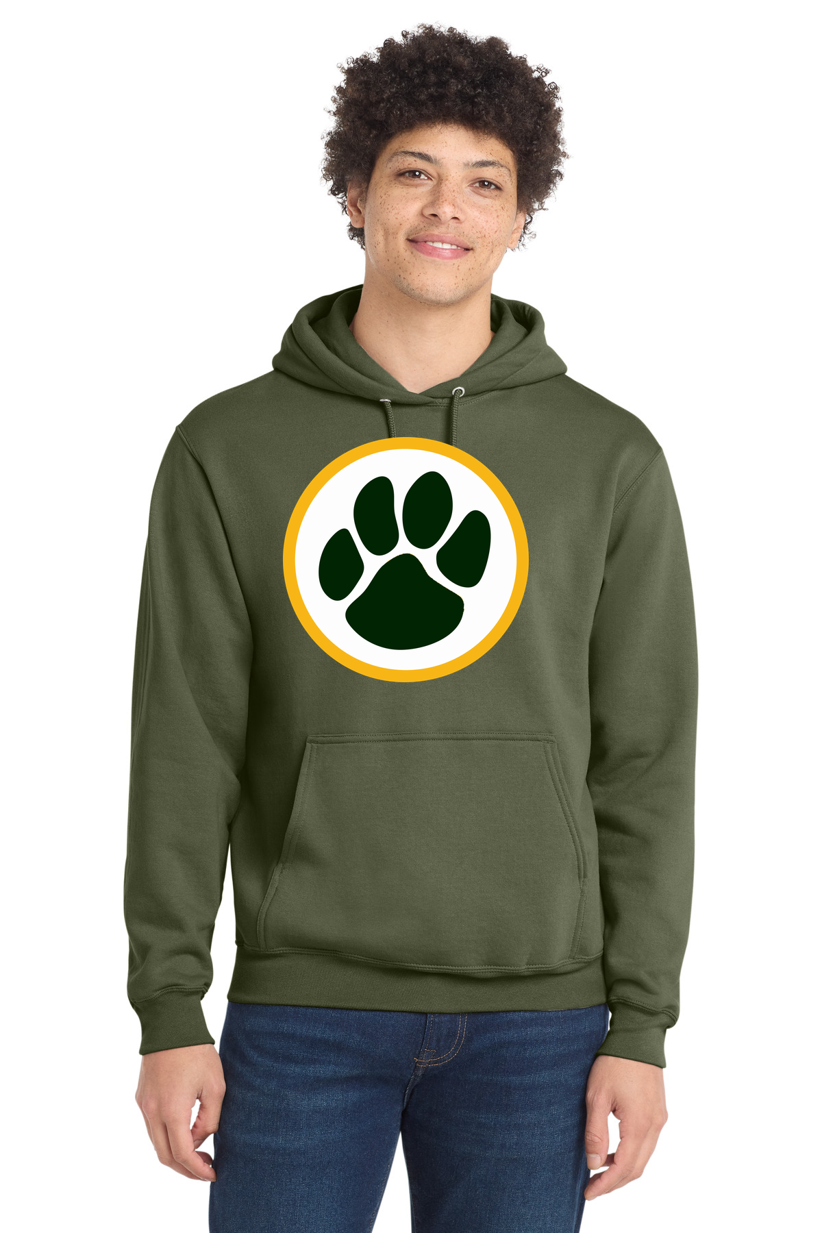 Ashwaubenon High School Football (Boys) - Olive Drab Green Port & Co Core Fleece Pullover Hooded Sweatshirt. PC78H