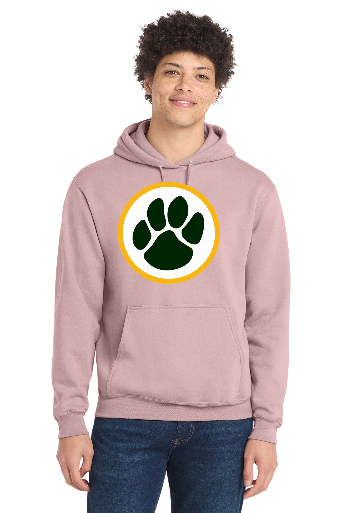 Ashwaubenon High School Football (Boys) - Pale Blush Port & Co Core Fleece Pullover Hooded Sweatshirt. PC78H