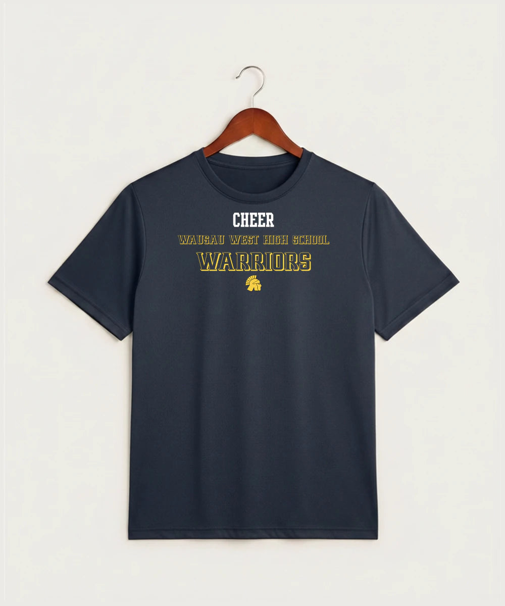 Wausau West High School Cheer - True Navy Heather Sport-Tek PosiCharge Competitor Tee. ST350