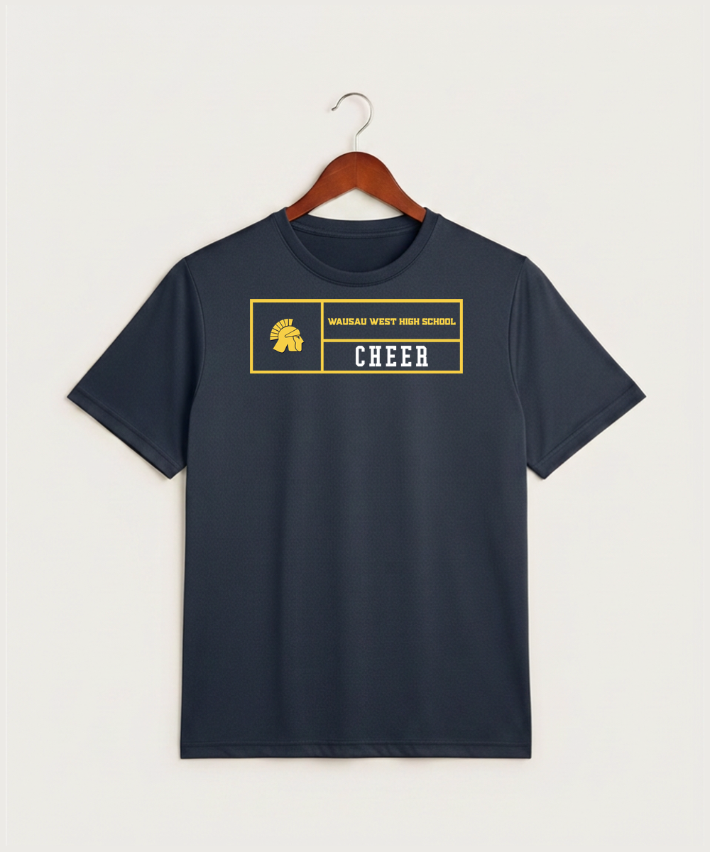 Wausau West High School Cheer - True Navy Heather Sport-Tek PosiCharge Competitor Tee. ST350