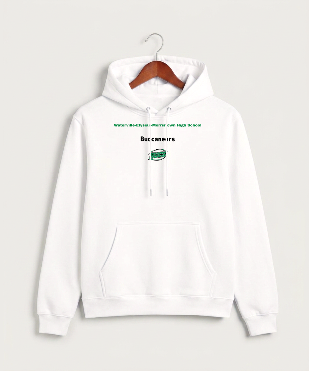 Waterville-Elysian-Morristown High School Football (Boys) - White Hoodie Value - Full Front