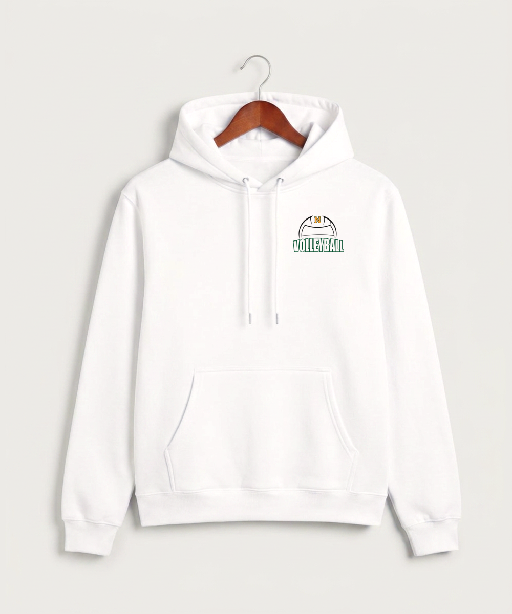 Nevis High School Volleyball (Girls) - White Hoodie Value - Left Chest