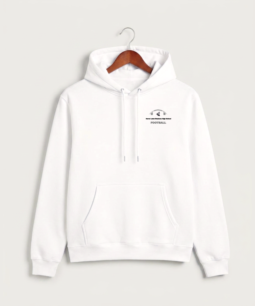 Heron Lake-Okabena High School Football (Boys) - White Hoodie Value - Left Chest