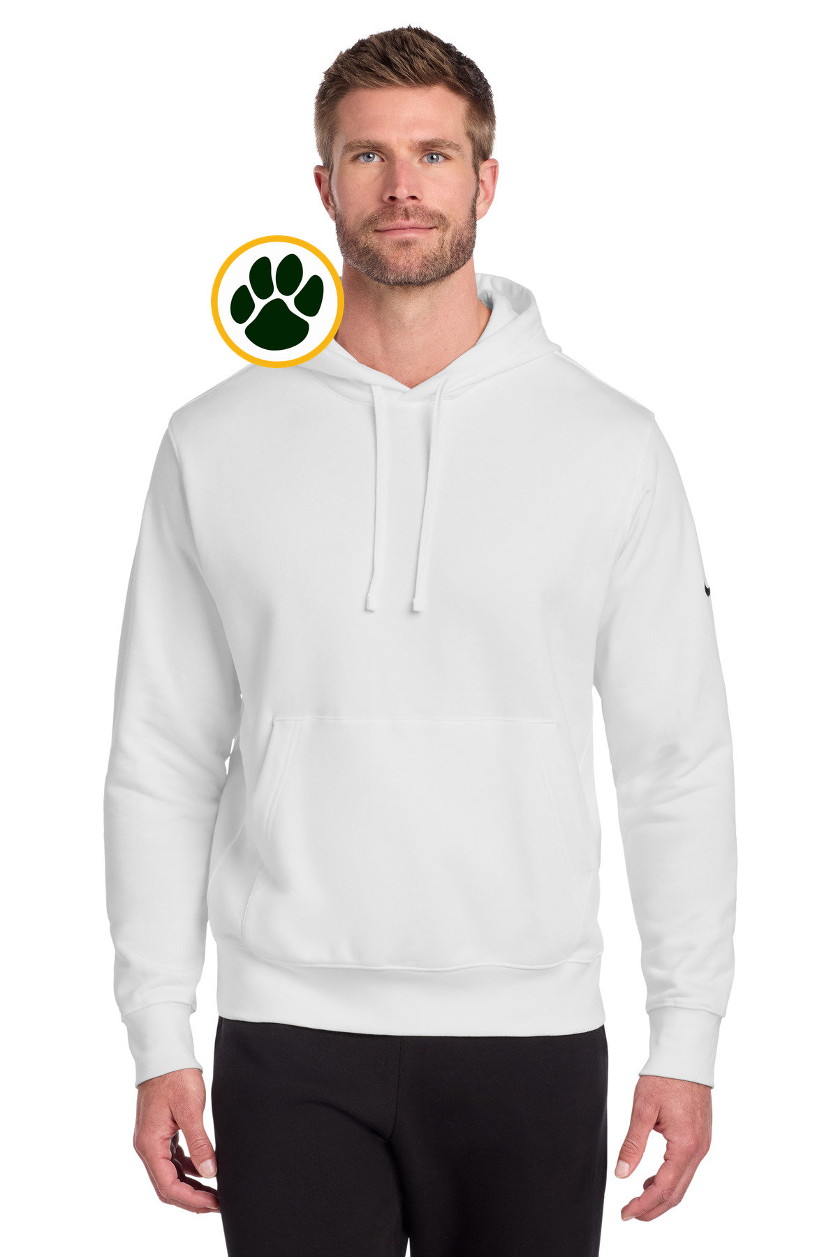 Ashwaubenon High School Football (Boys) - White Nike Club Fleece Sleeve Swoosh Pullover Hoodie NKDR1499