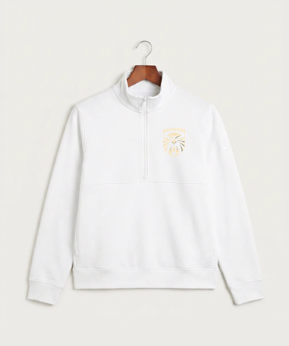 Abingdon High School Football (Boys) - White Nike Club Fleece Sleeve Swoosh 1/2-Zip NKDX6718