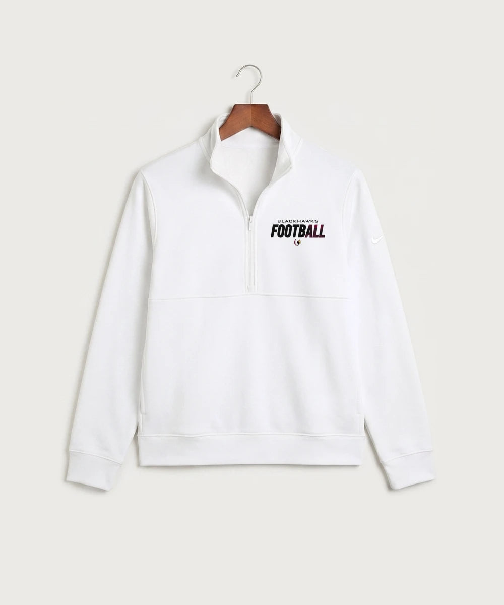 Stockton High School Football - White Nike Club Fleece Sleeve Swoosh 1/2-Zip NKDX6718