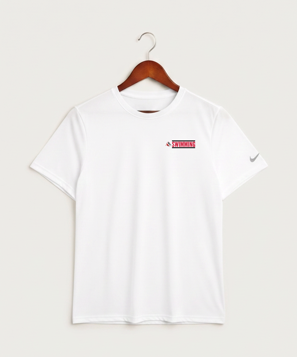 John Marshall High School Swim Dive Girls - White Nike Swoosh Sleeve rLegend Tee NKDX8730