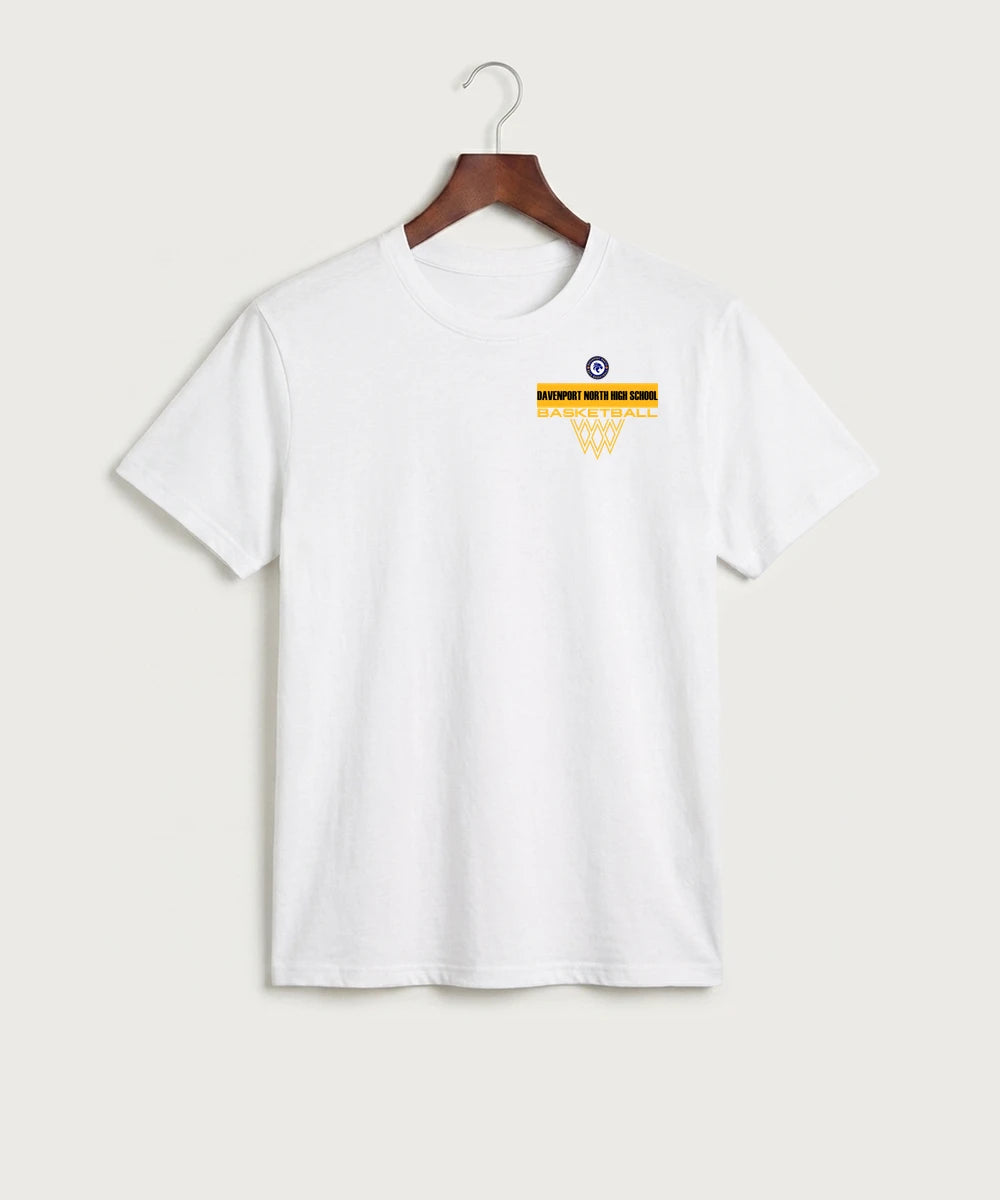 Davenport North High School Basketball Team Store - White Port & Co Core Cotton Tee. PC54