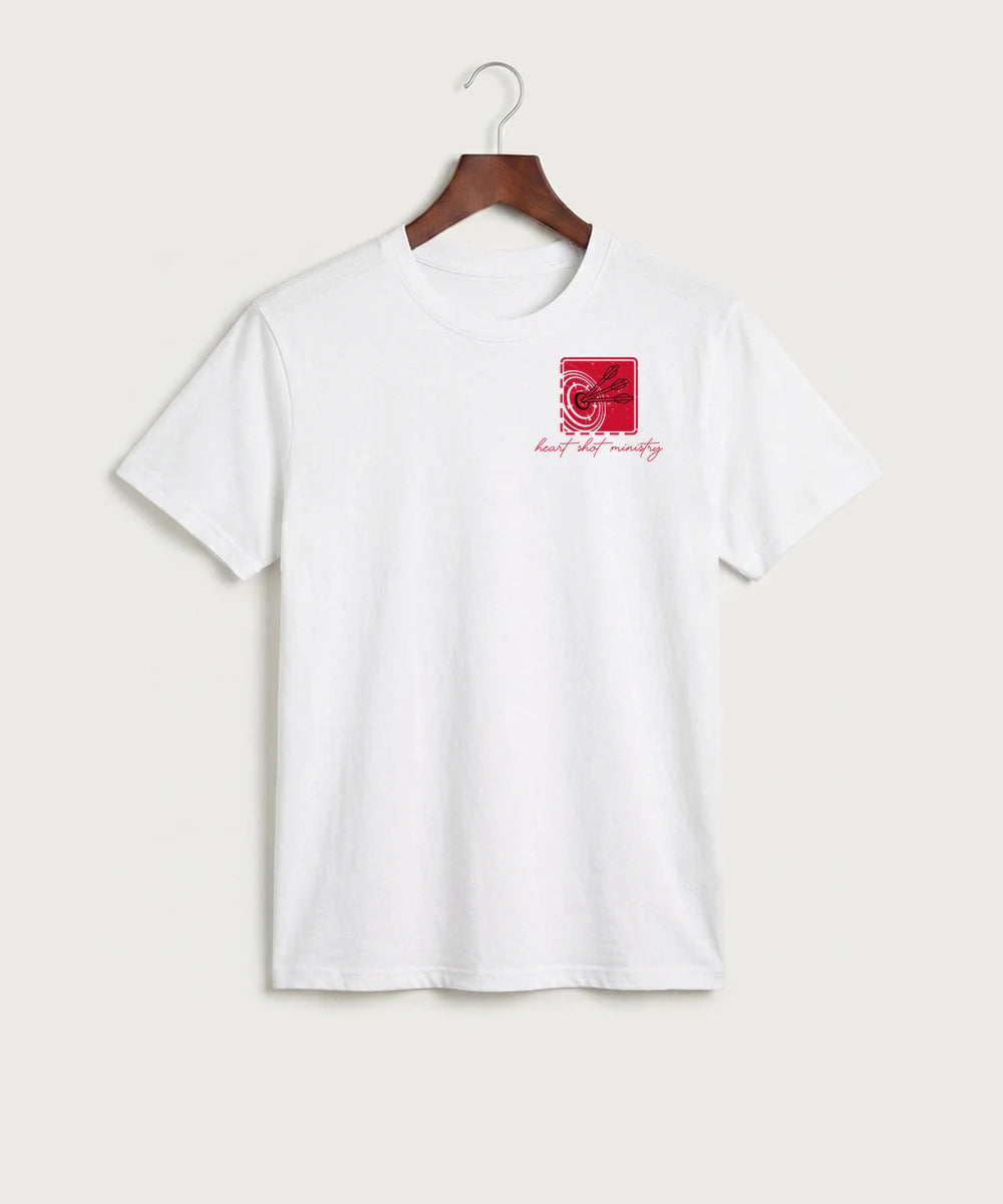 Heart Shot Ministry Archery Team Store - White Port & Co Core Cotton Tee. PC54