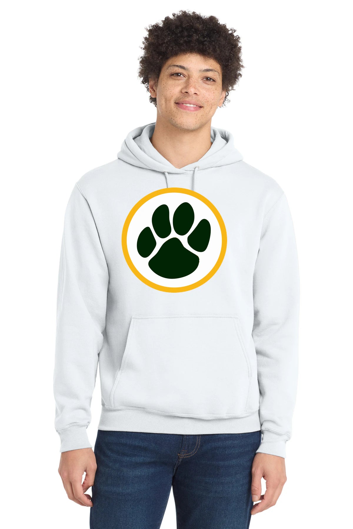 Ashwaubenon High School Football (Boys) - White Port & Co Core Fleece Pullover Hooded Sweatshirt. PC78H