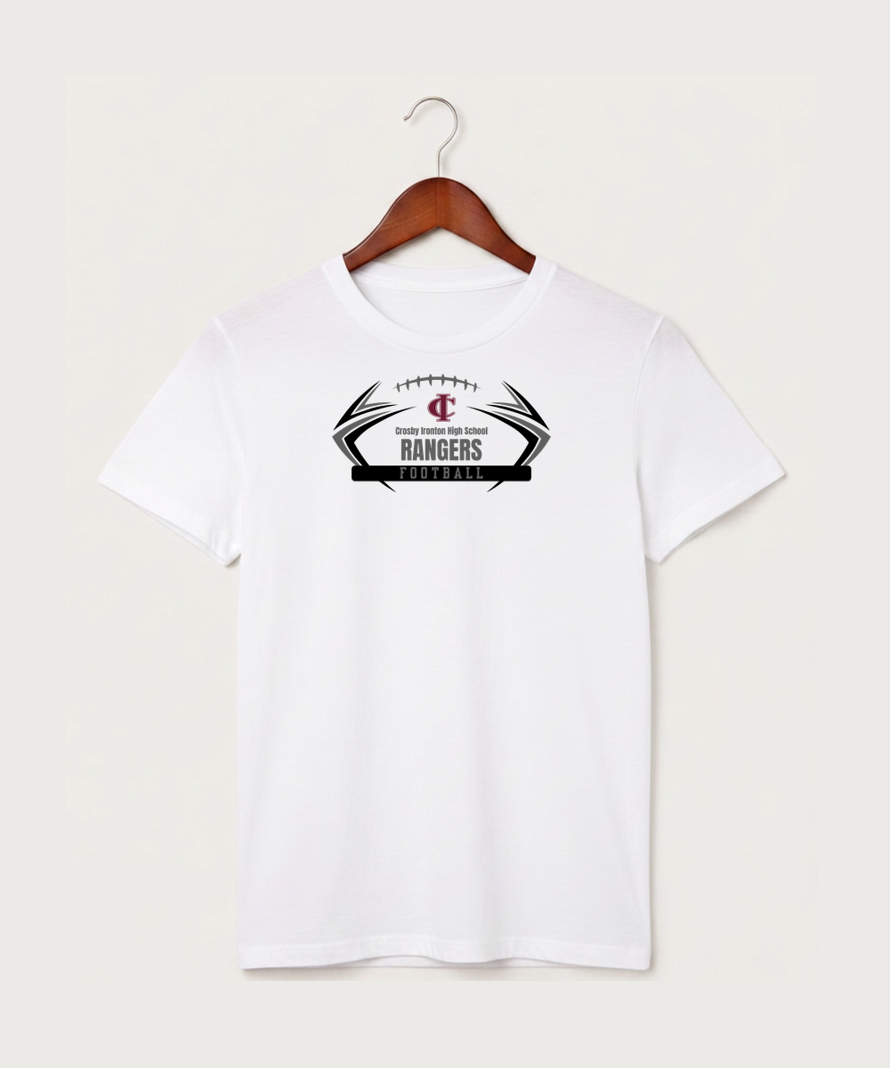 Crosby Ironton High School Football (Boys) - White T-Shirt - Full Front