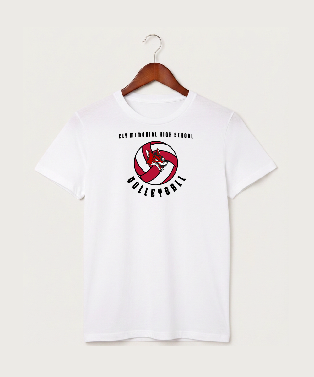 Ely Memorial High School Volleyball (Girls) - White T-Shirt - Full Front