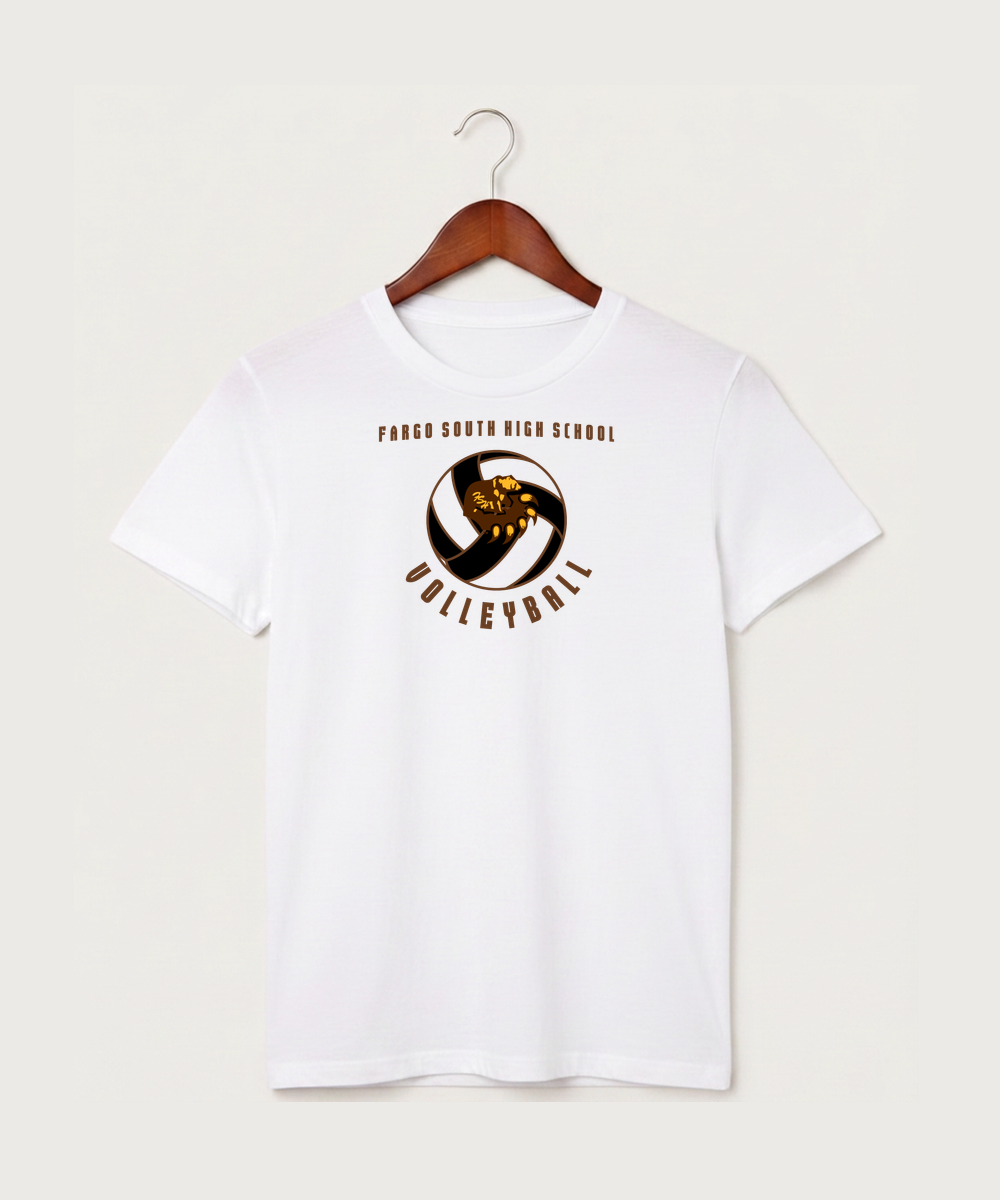 Fargo South High School Volleyball (Girls) - White T-Shirt - Full Front