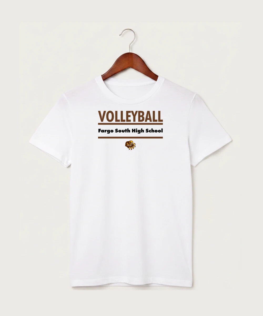 Fargo South High School Volleyball (Girls) - White T-Shirt - Full Front