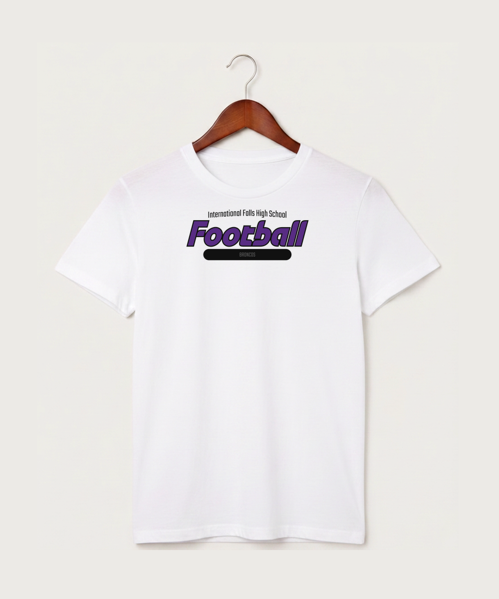 International Falls High School Football (Boys) - White T-Shirt - Full Front