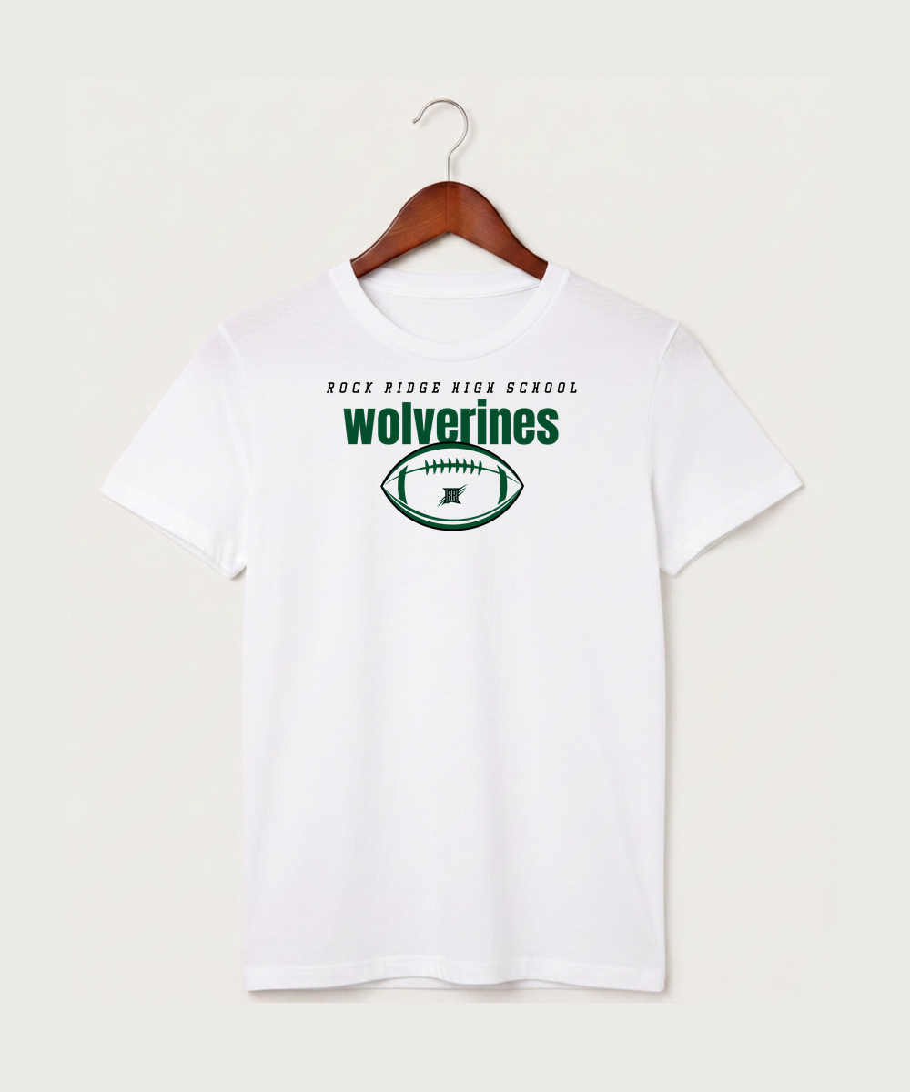 Rock Ridge High School Football (Boys) - White T-Shirt - Full Front