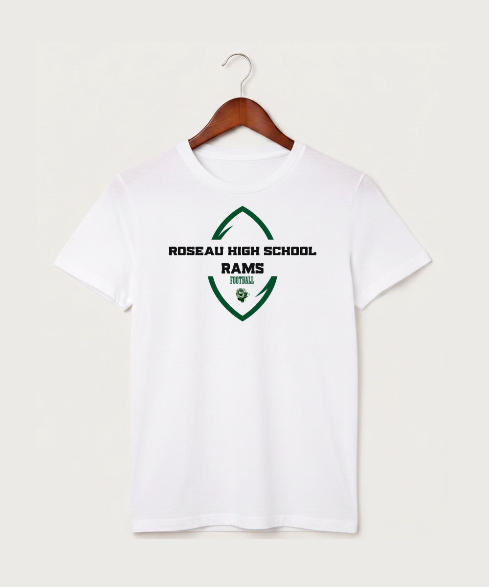 Roseau High School Football (Boys) - White T-Shirt - Full Front