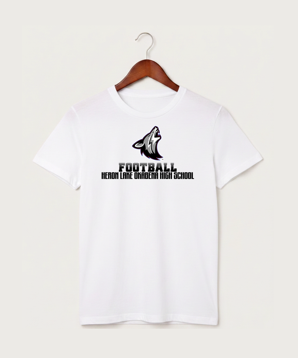 Heron Lake-Okabena High School Football (Boys) - White T-Shirt - Full Front