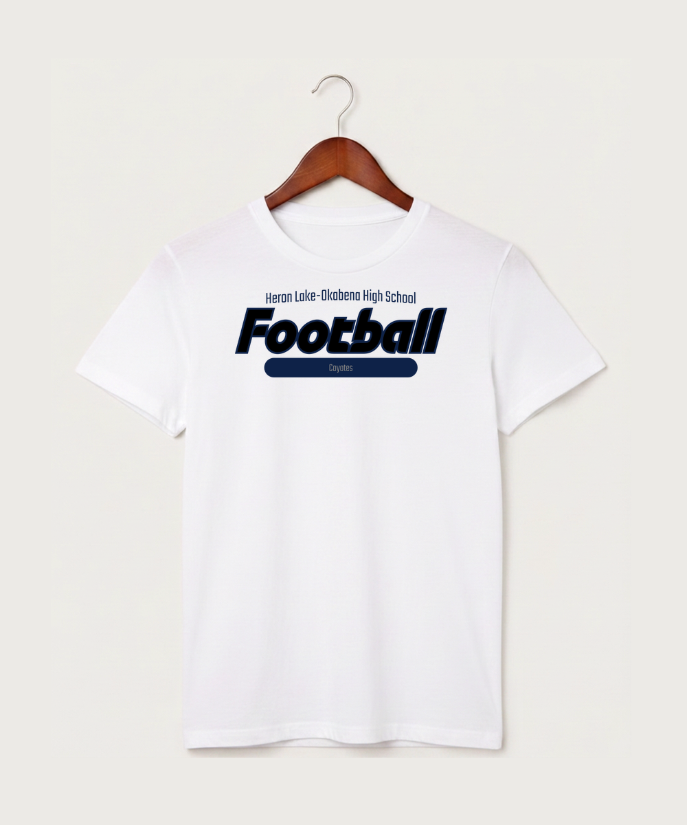 Heron Lake-Okabena High School Football (Boys) - White T-Shirt - Full Front