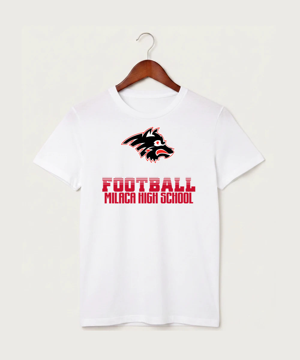 Milaca High School Football (Boys) - White T-Shirt - Full Front
