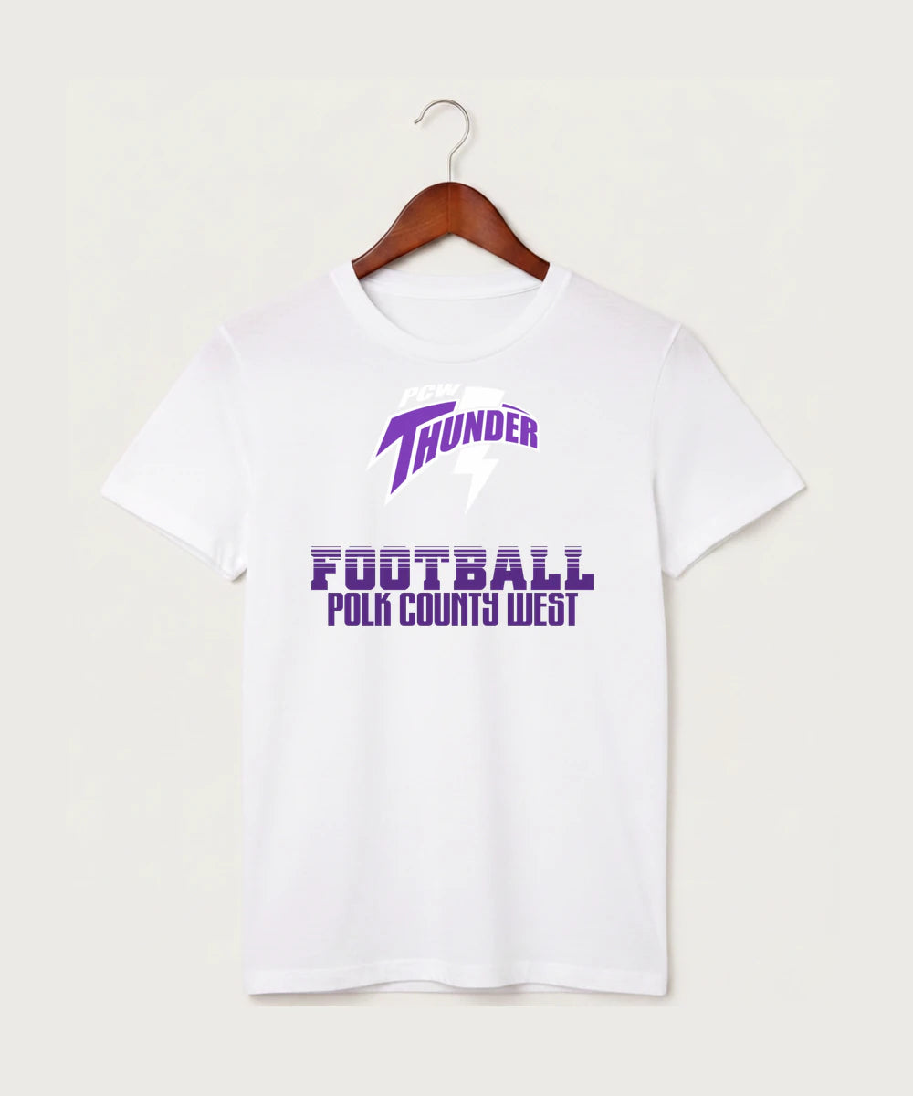 Polk County West Football (Boys) - White T-Shirt - Full Front