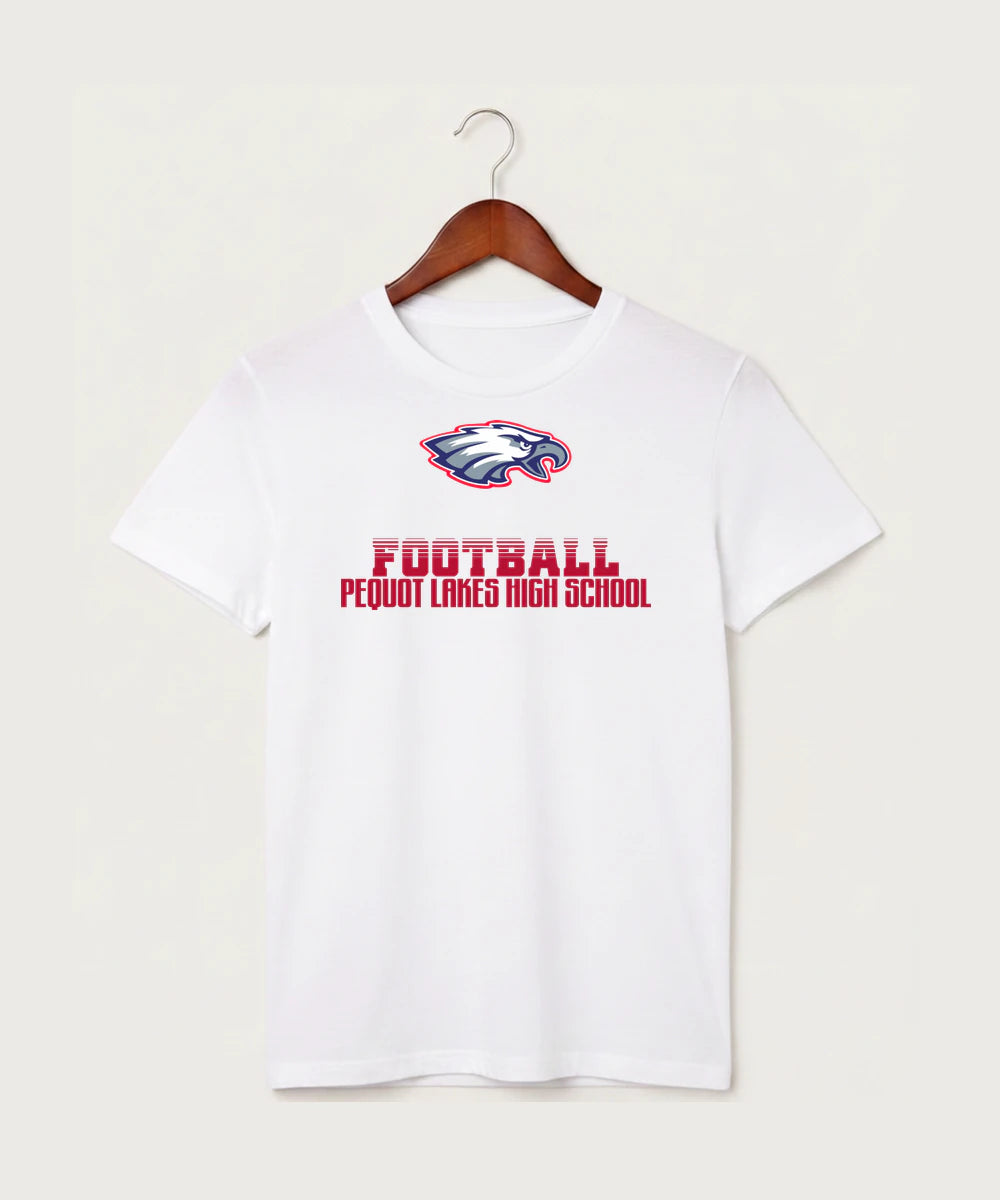 Pequot Lakes High School Football (Boys) - White T-Shirt - Full Front