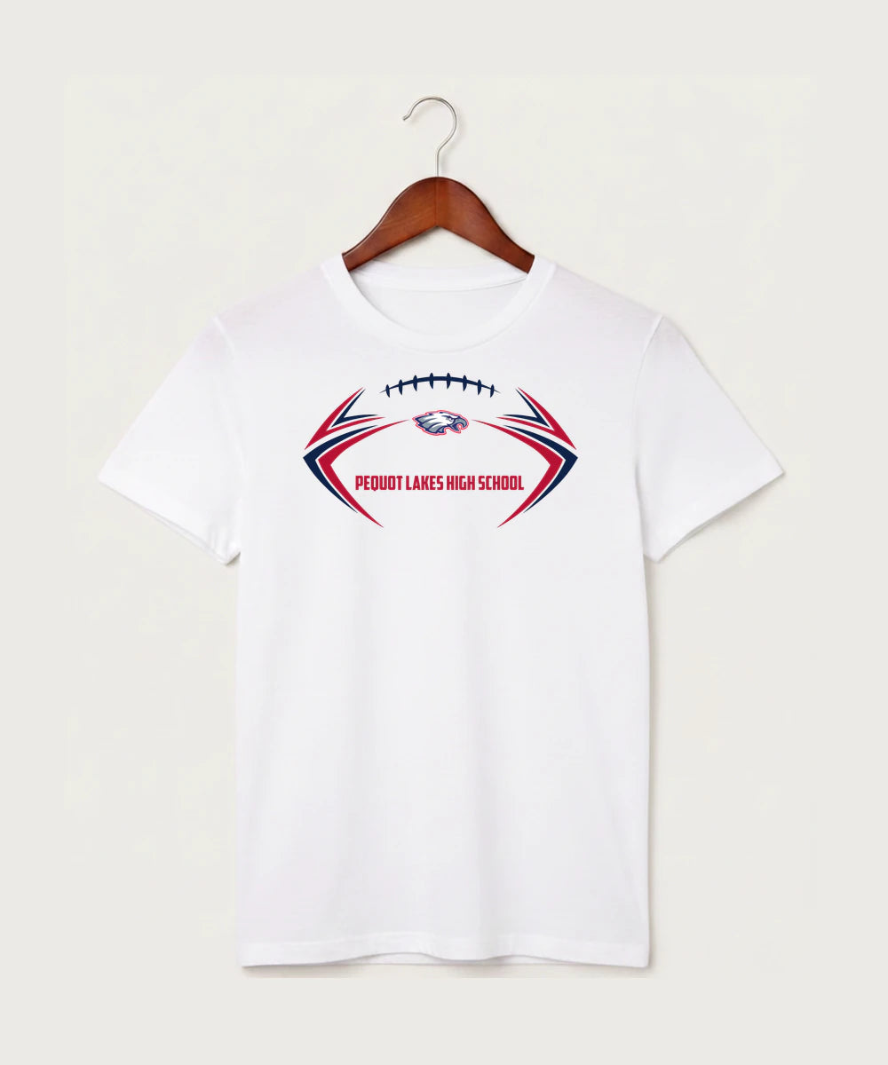 Pequot Lakes High School Football (Boys) - White T-Shirt - Full Front