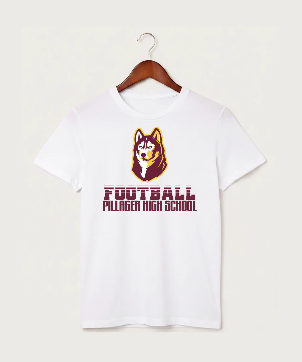 Pillager High School Football (Boys) - White T-Shirt - Full Front
