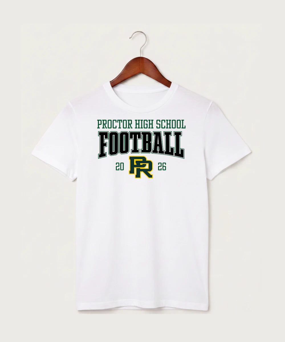 Proctor High School Football (Boys) - White T-Shirt - Full Front