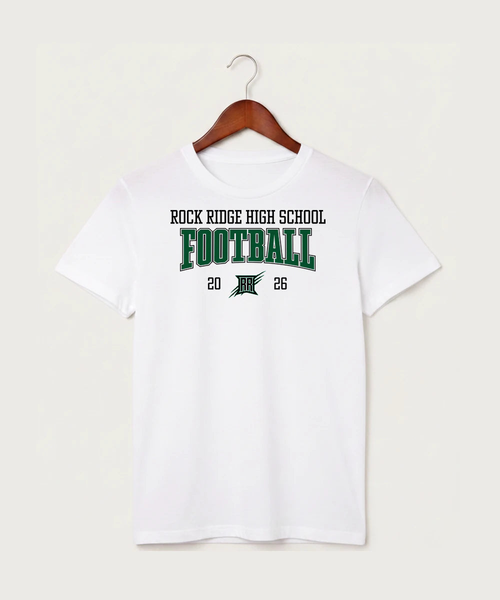 Rock Ridge High School Football (Boys) - White T-Shirt - Full Front