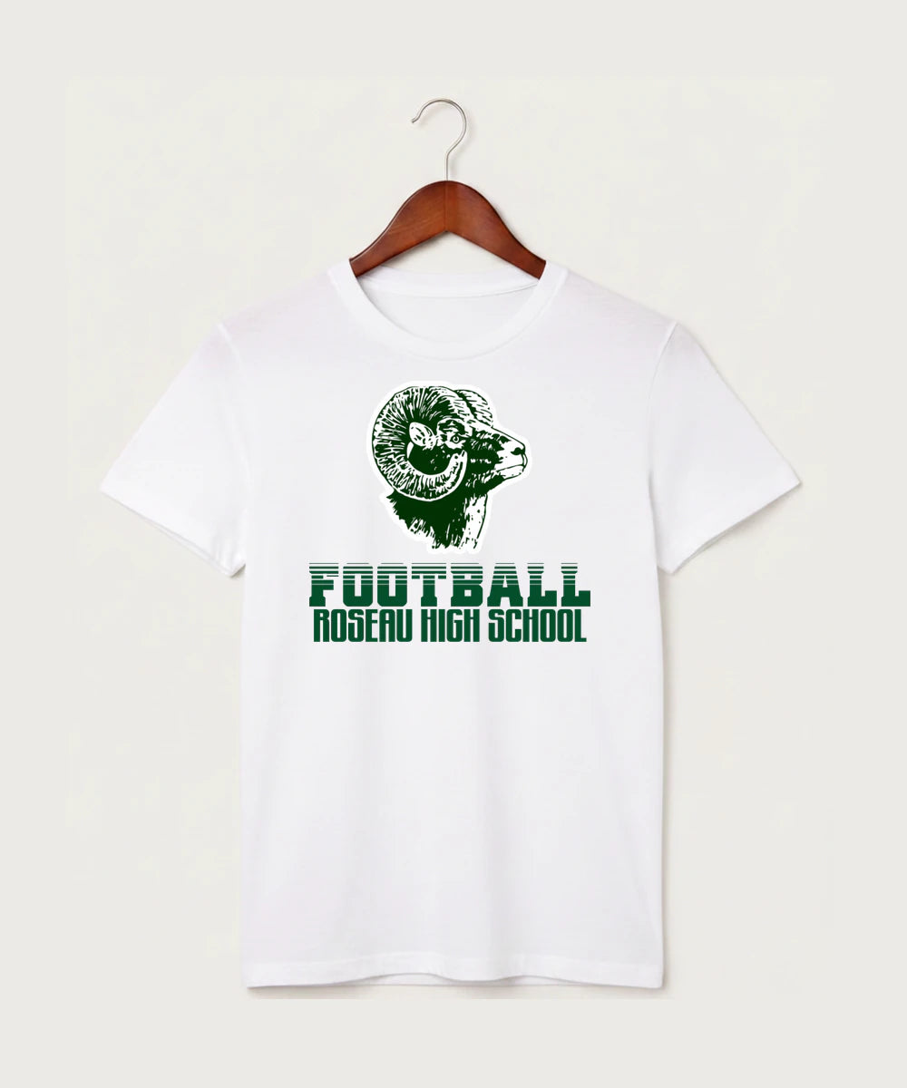 Roseau High School Football (Boys) - White T-Shirt - Full Front