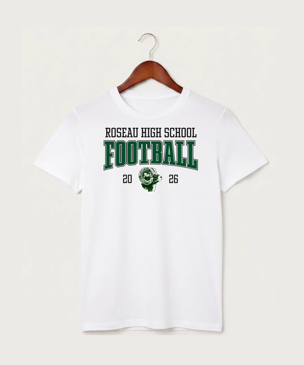 Roseau High School Football (Boys) - White T-Shirt - Full Front