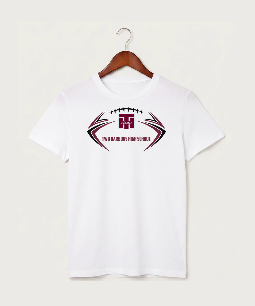 Two Harbors High School Football (Boys) - White T-Shirt - Full Front
