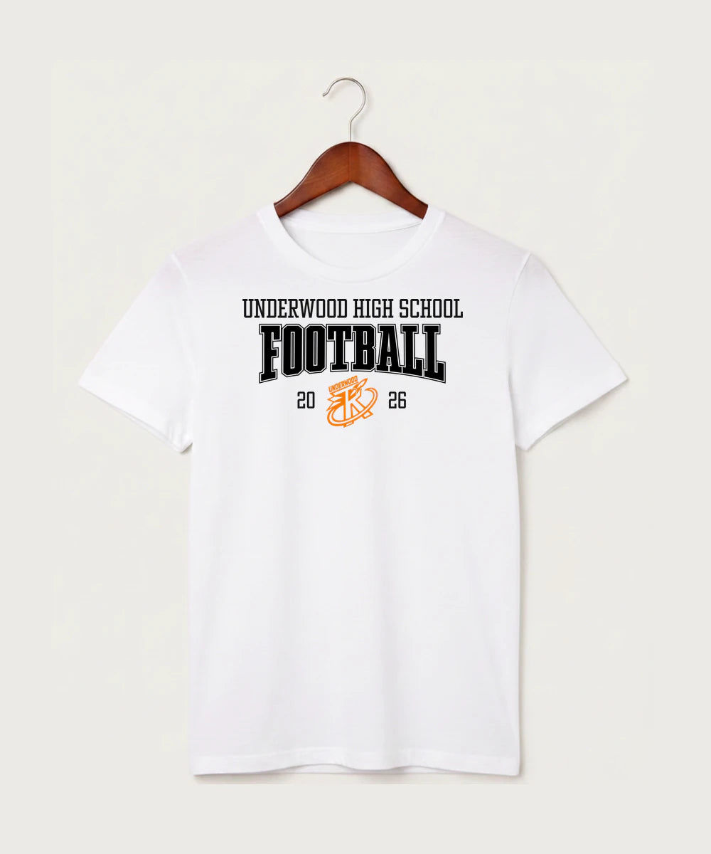 Underwood High School Football (Boys) - White T-Shirt - Full Front