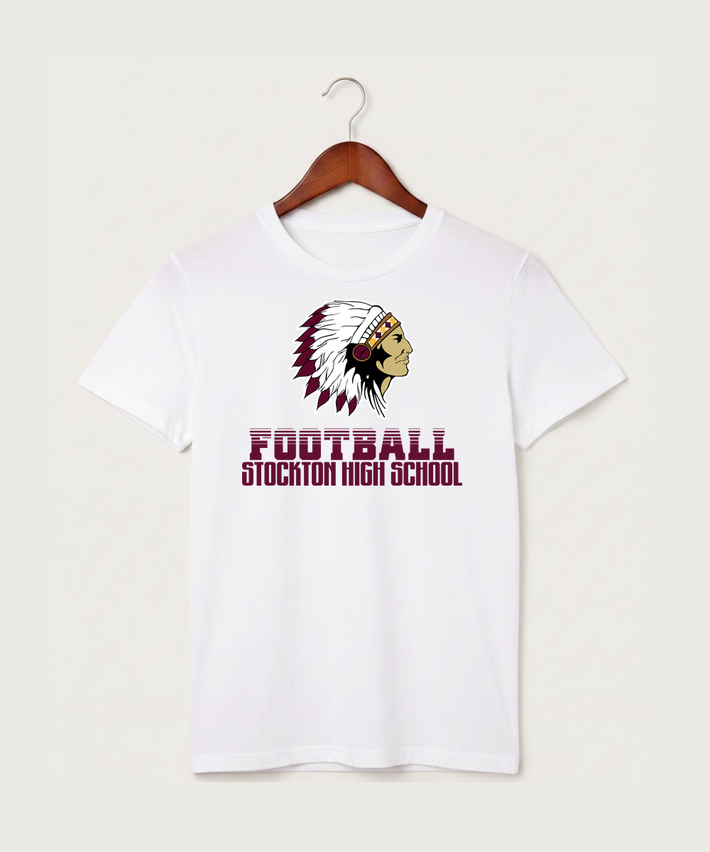 Stockton High School Football - White T-Shirt - Full Front
