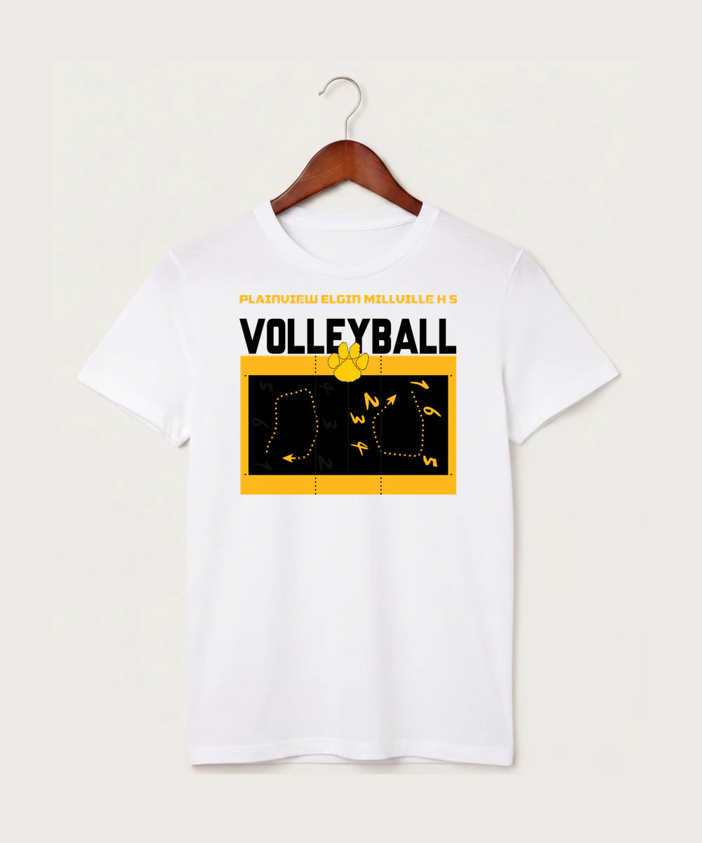 Plainview Elgin Millville H S Volleyball (Girls) - White T-Shirt - Full Front