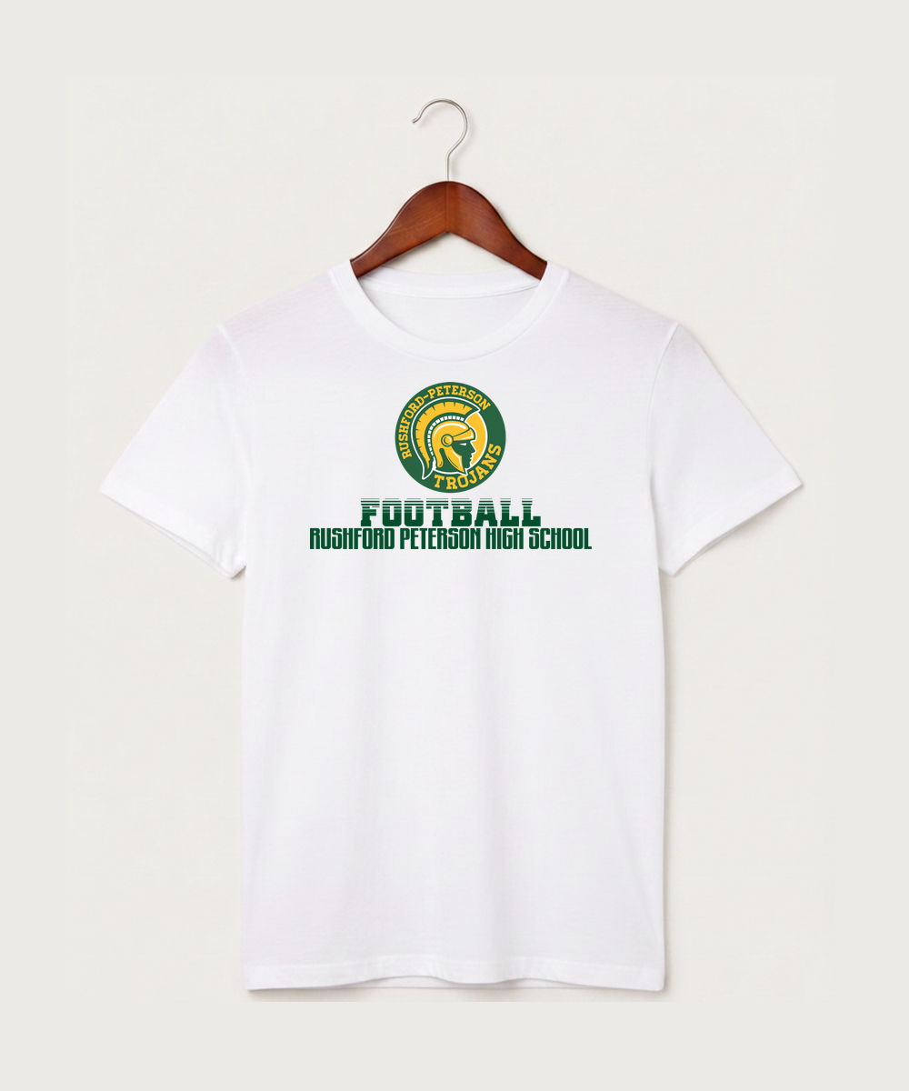 Rushford Peterson High School Football (Boys) - White T-Shirt - Full Front