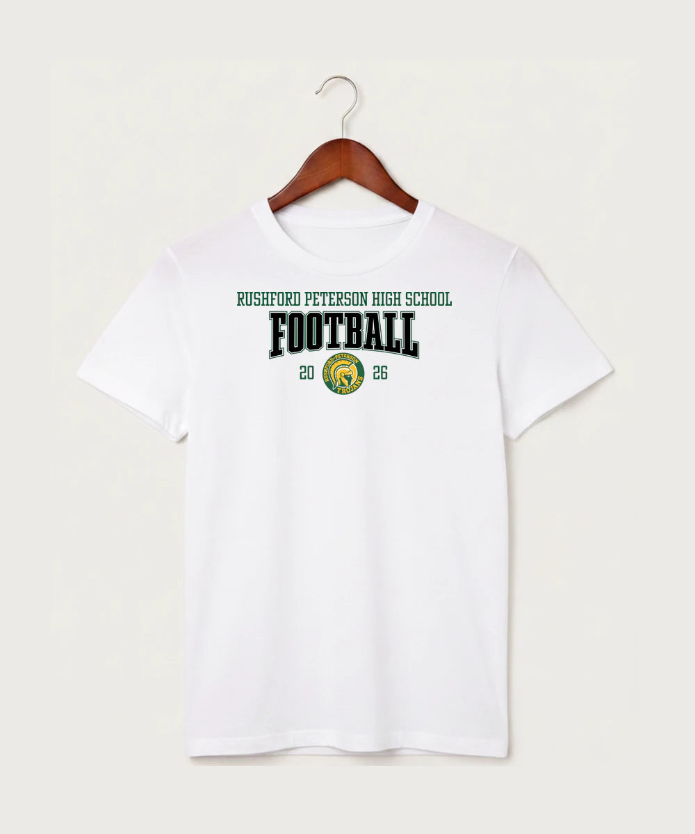 Rushford Peterson High School Football (Boys) - White T-Shirt - Full Front