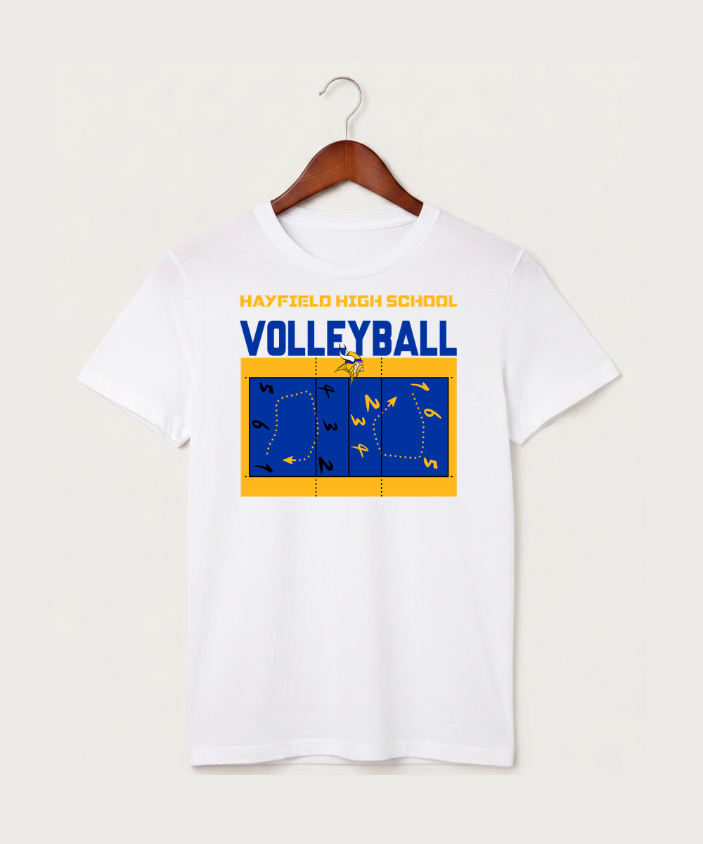 Hayfield High School Volleyball (Girls) - White T-Shirt - Full Front