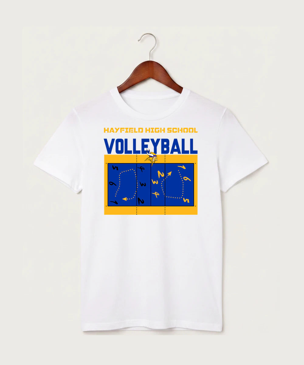 Hayfield High School Volleyball (Girls) - White T-Shirt - Full Front