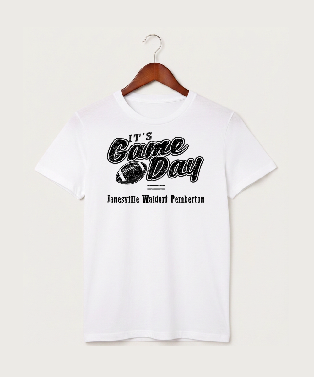 Janesville Waldorf Pemberton Football (Boys) - White T-Shirt - Full Front