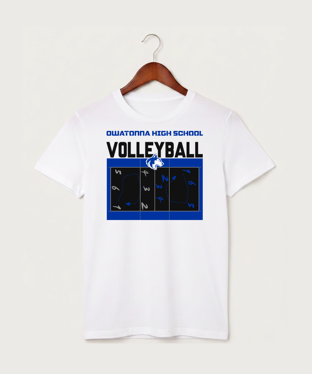 Owatonna High School Volleyball (Girls) - White T-Shirt - Full Front