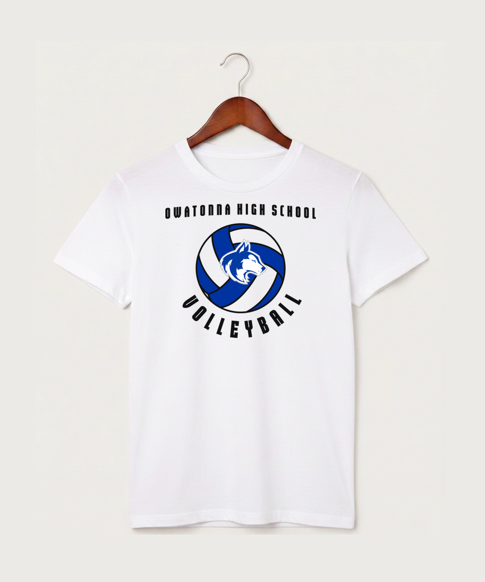 Owatonna High School Volleyball (Girls) - White T-Shirt - Full Front