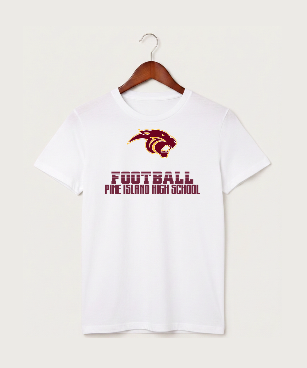 Pine Island High School Football (Boys) - White T-Shirt - Full Front