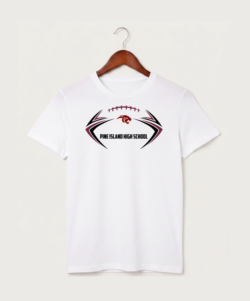 Pine Island High School Football (Boys) - White T-Shirt - Full Front