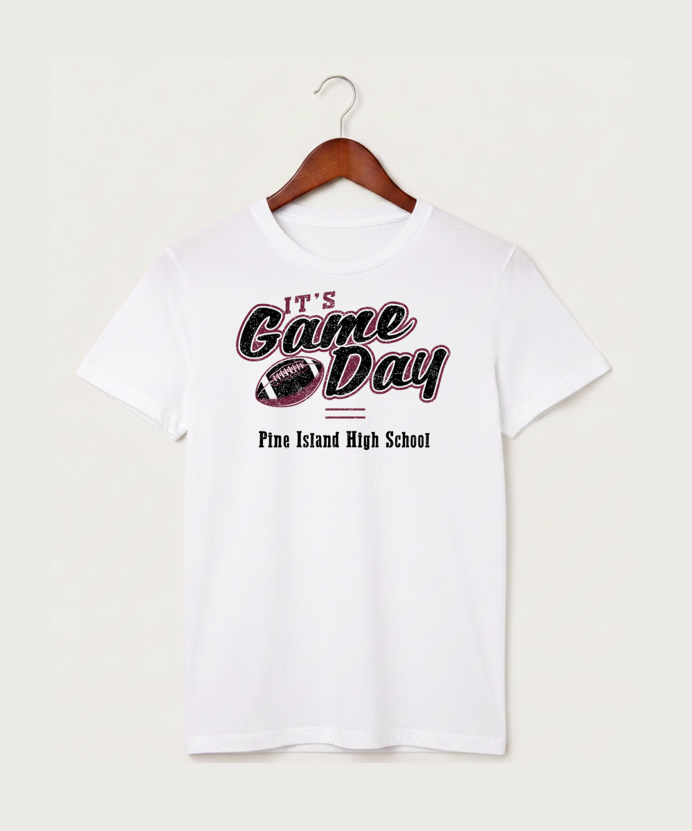 Pine Island High School Football (Boys) - White T-Shirt - Full Front