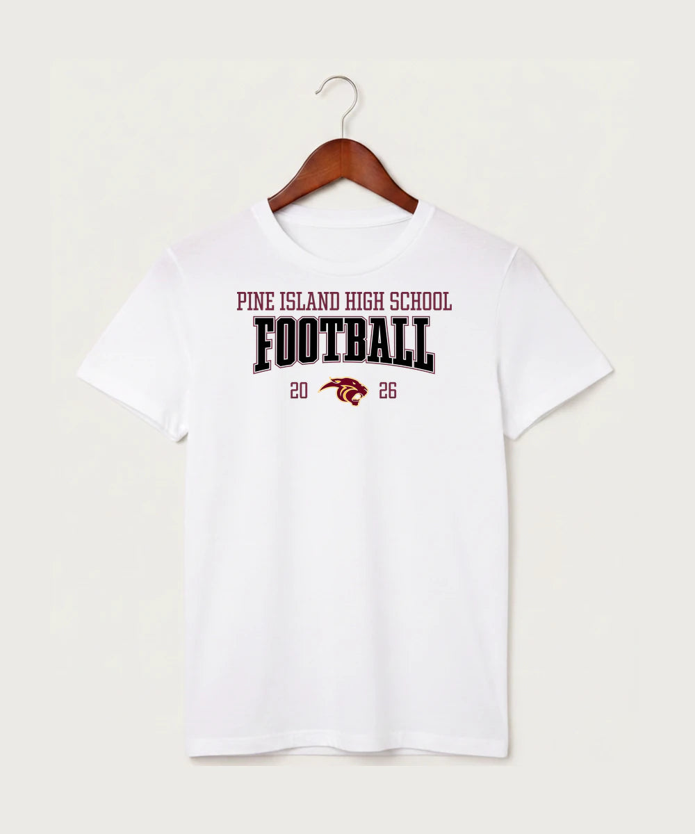 Pine Island High School Football (Boys) - White T-Shirt - Full Front