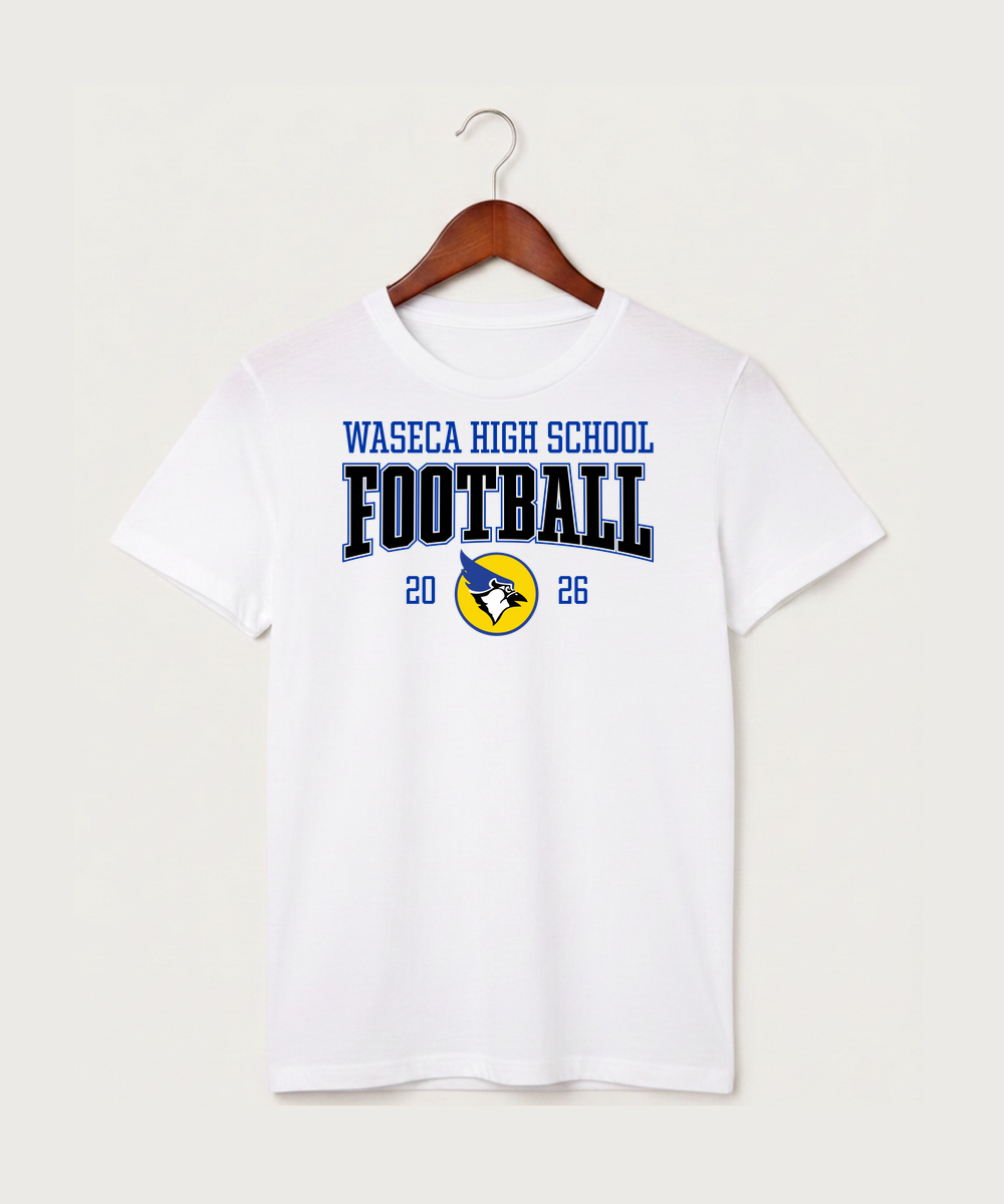 Waseca High School Football (Boys) - White T-Shirt - Full Front